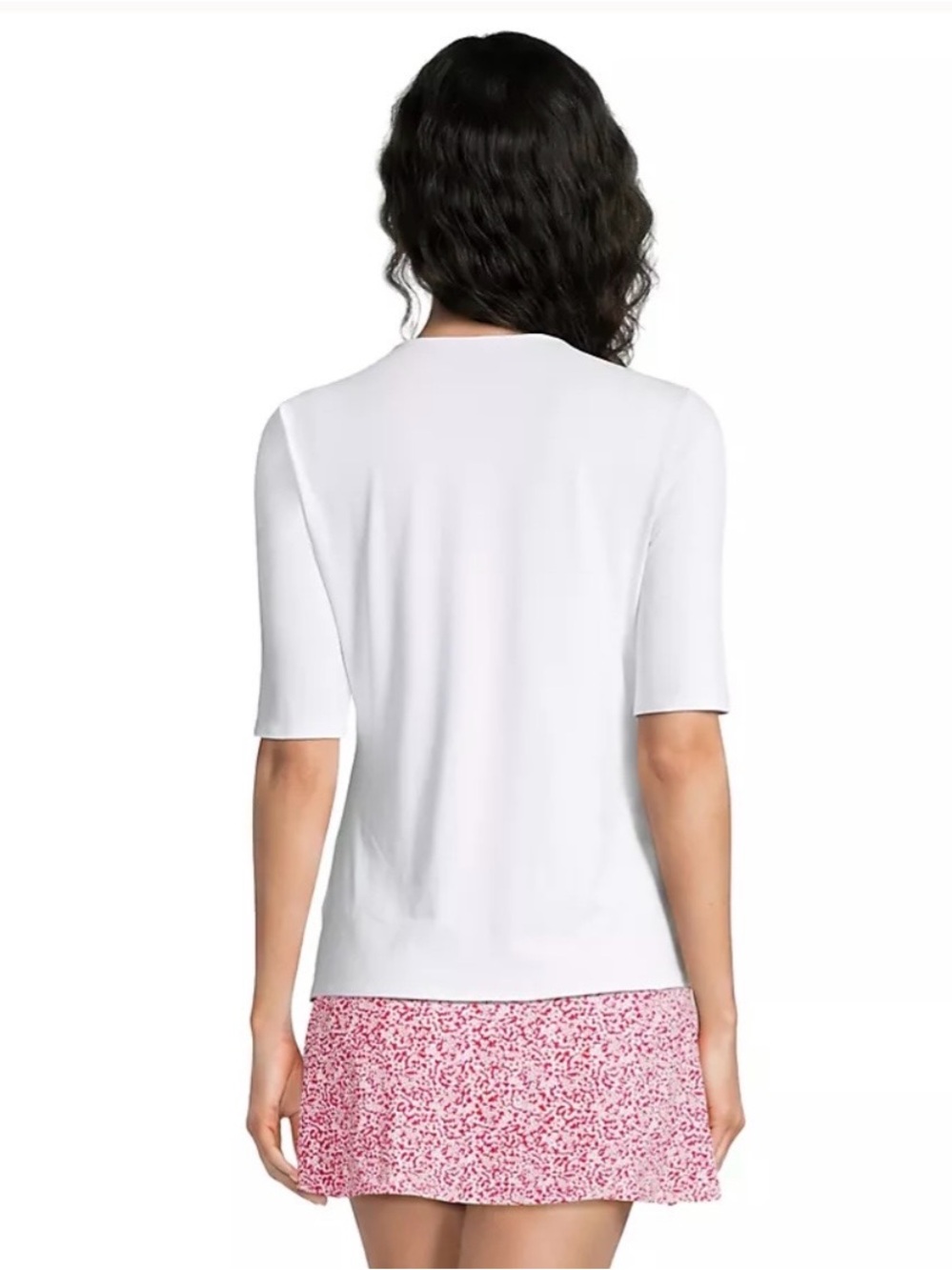 Lands' End Swim Tee Rash Guard UPF 50 in White Size - M/L or 10-12  **NWOT** - Picture 3 of 12